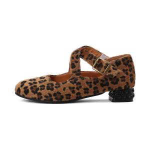 Deep Mouth Pointed Toe Low Chunky Heel Shoes