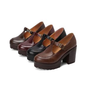 Deep Mouth Pointed Toe Chunky Mid Heel Pumps - Style k.html