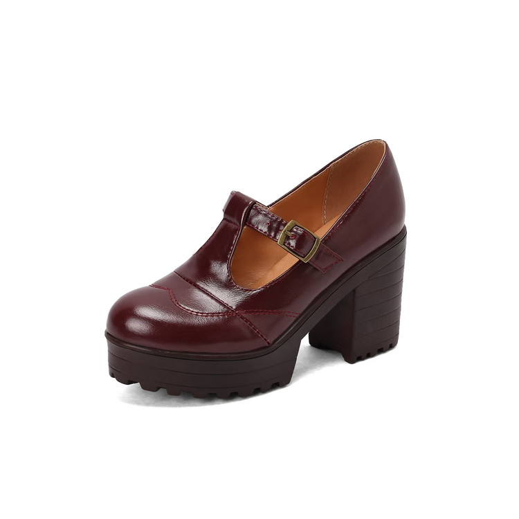 Deep Mouth Pointed Toe Chunky Mid Heel Shoes - Style s.html - Image 2