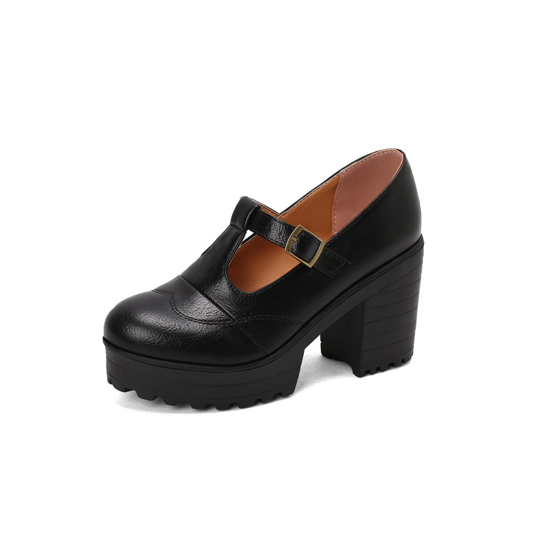 Deep Mouth Pointed Toe Chunky Mid Heel Shoes - Style s.html - Image 4