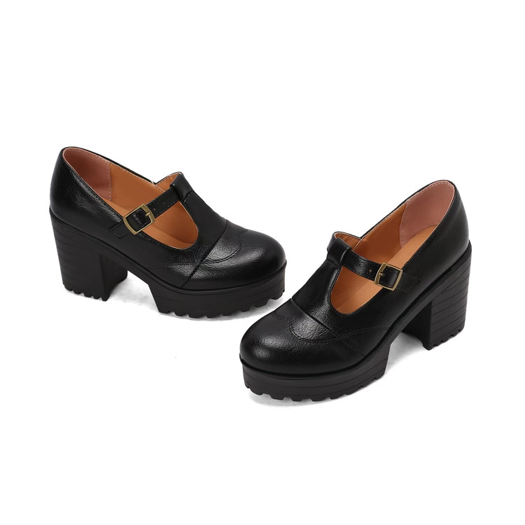Deep Mouth Pointed Toe Chunky Mid Heel Shoes - Style s.html - Image 5