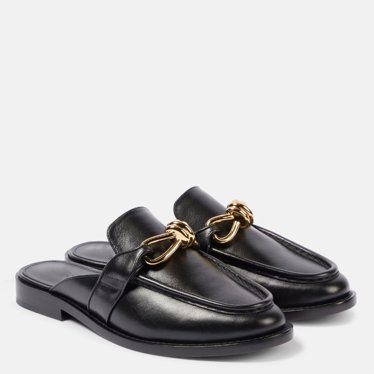 Unisex Leather Slippers with Arch Support and Metal Detail