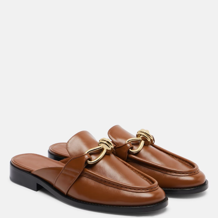 Unisex Leather Slippers with Arch Support and Metal Detail - Image 5