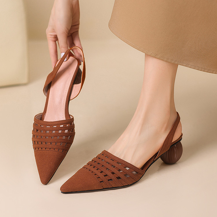 Women's Closed Toe Mid Heel Sandals - Patent Leather Summer Shoes - Image 4
