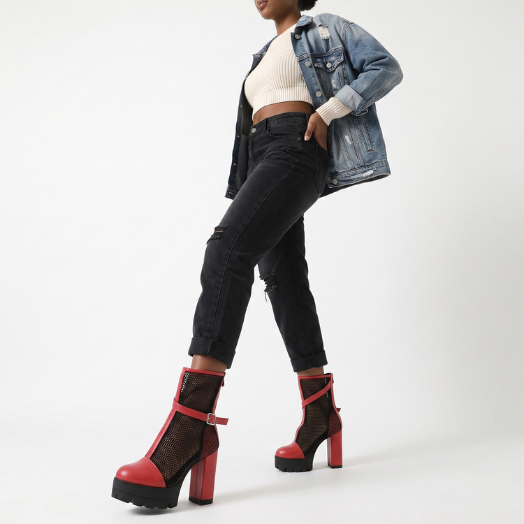 Women's Fashion Mid-Calf Boots with Chunky High Heel and Platform - Style c.html - Image 2