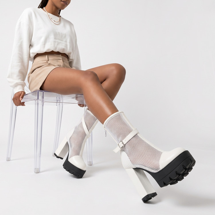 Women's Fashion Mid-Calf Boots with Chunky High Heel and Platform - Style c.html - Image 5