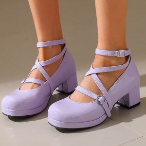 Women's Patent Leather Flat Shoes Sweet Style Cross Strap Round Toe 2025 Spring