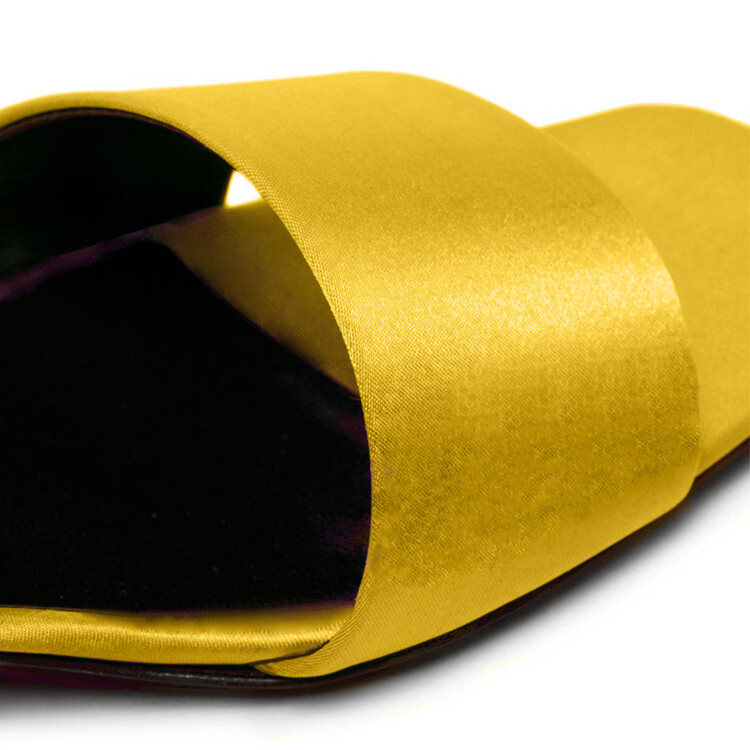 Women's Satin Slippers with Embroidered Detail and Mid Heel - Image 3