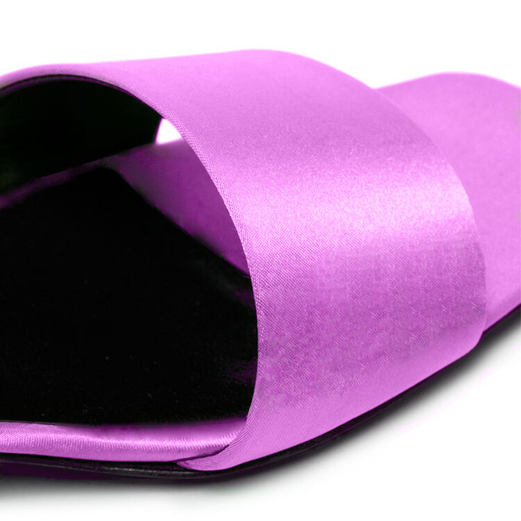 Women's Satin Slippers with Embroidered Detail and Mid Heel - Image 4
