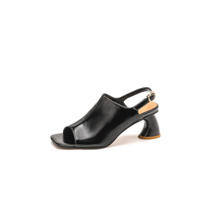 Women's Square Toe Mid Heel Sandals with Buckle Strap - Image 5